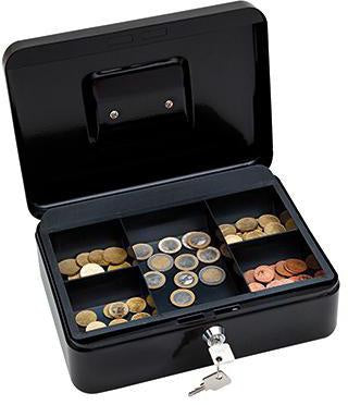 Geldkassette WEDO® 25 x 9 x 18 cm (B x H x T) 1 Fach für Banknoten 5 Fächer für Hartgeld mit Schloss Stahl schwarz WEDO