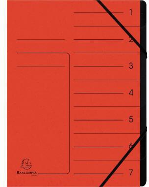 Ordnungsmappe Exacompta DIN A4 170g/m² Colorspankarton Farbe: rot Farbe des Fächerblocks: schwarz 7 Fächer EXACOMPTA