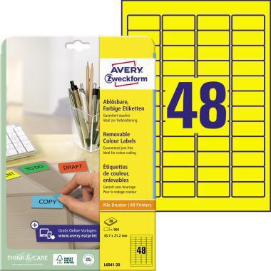 Universaletikett Avery Zweckform 457 x 212 mm (B x H) wieder ablösbar Papier gelb 960 Etik/Pack AVERY ZWECKFORM