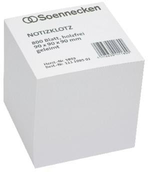 Zettelklotz Soennecken 9 x 9 x 9 cm (B x H x T) 80g/m² holzfrei weiß 800 Bl SOENNECKEN