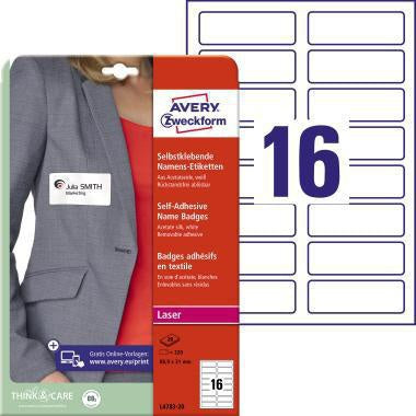 Namensetikett Avery Zweckform 889 x 31 mm (B x H) Acetatseide weiß 320 Etik/Pack AVERY ZWECKFORM