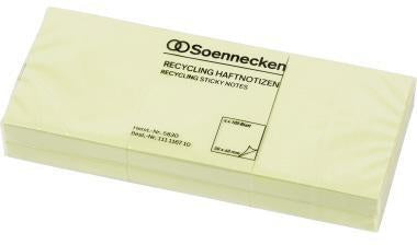 Haftnotiz Soennecken oeco Recycling 40 x 50 mm (B x H) gelb 100 Bl/Block 6 Block/Pack SOENNECKEN