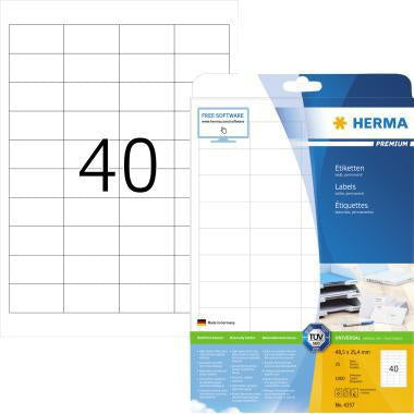 Universaletikett HERMA PREMIUM 485 x 254 mm (B x H) nicht wieder ablösbar Papier weiß 1000 Etik/Pack HERMA