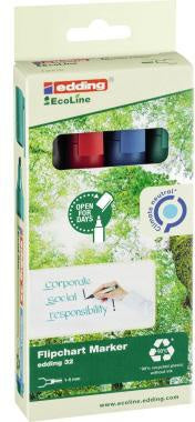 Flipchartmarker edding 32 EcoLine 1-5mm farbig sortiert 4 St/Pack EDDING