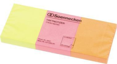 Haftnotiz Soennecken 40 x 50 mm (B x H) neonfarben 100 Bl/Block 3 Block/Pack SOENNECKEN