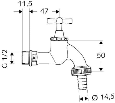 SCHELL Auslaufventil 1/2Zoll mit Knebelgriff mattchrom SCHELL – Ansicht 3