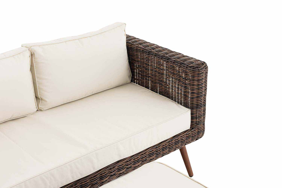 2er Sofa Molde mit Fußhocker Rundrattan braun-meliert 40 cm (Dunkelbraun) – Ansicht 4