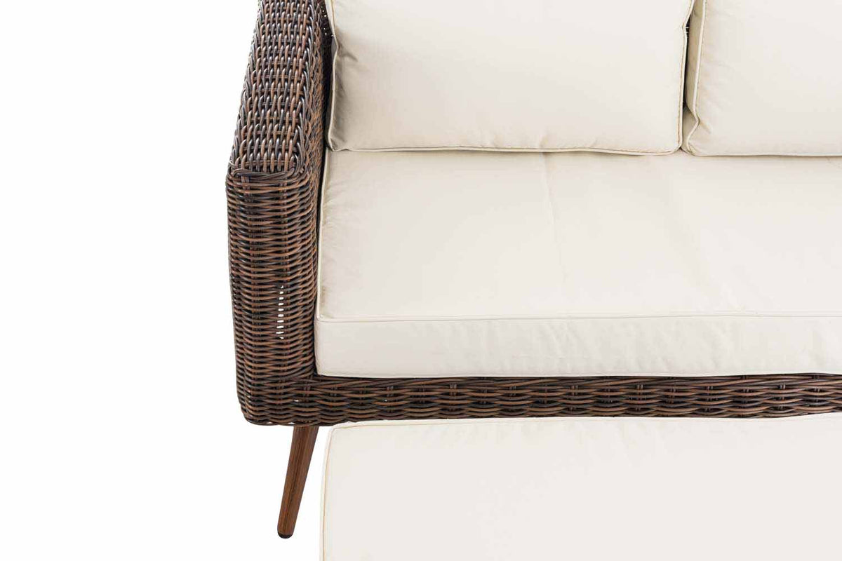 2er Sofa Molde mit Fußhocker Rundrattan braun-meliert 40 cm (Dunkelbraun) – Ansicht 5