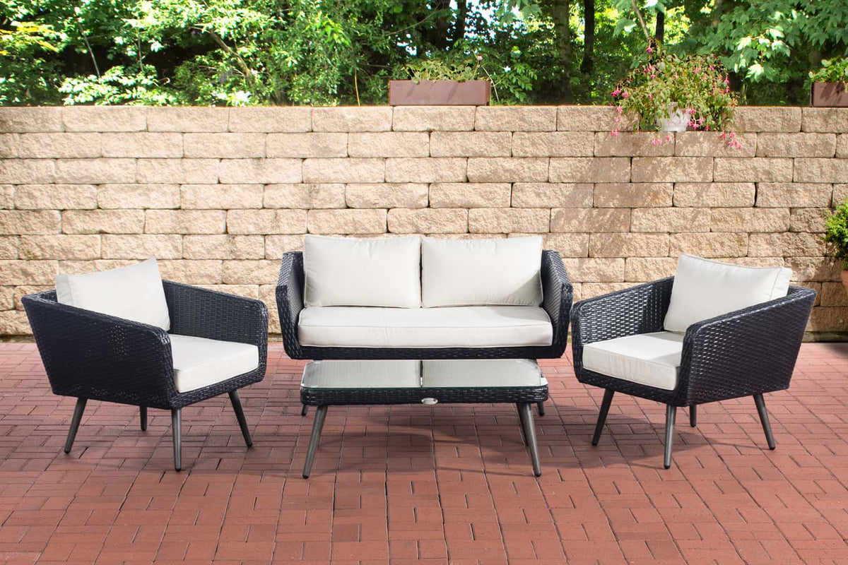 Loungeset Skara Flachrattan schwarz 45 cm (Dunkelgrau)