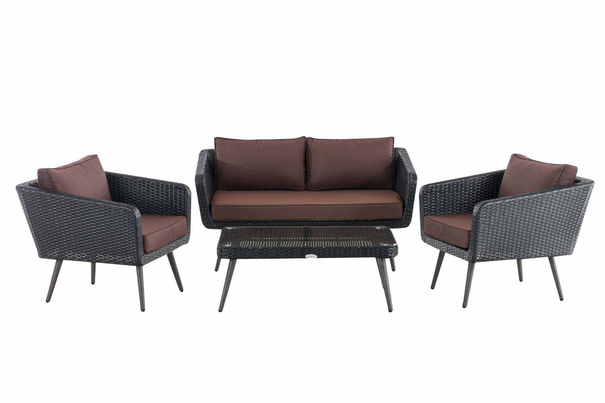 Loungeset Skara Flachrattan schwarz 45 cm (Dunkelgrau) – Ansicht 18