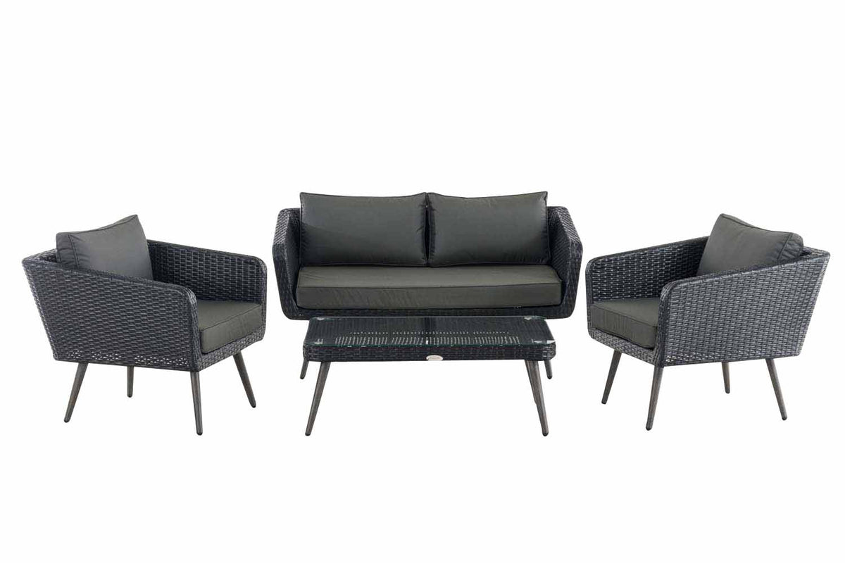 Loungeset Skara Flachrattan schwarz 45 cm (Dunkelgrau) – Ansicht 10