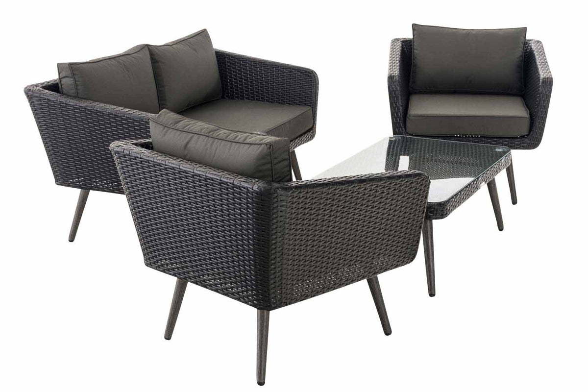 Loungeset Skara Flachrattan schwarz 45 cm (Dunkelgrau) – Ansicht 11