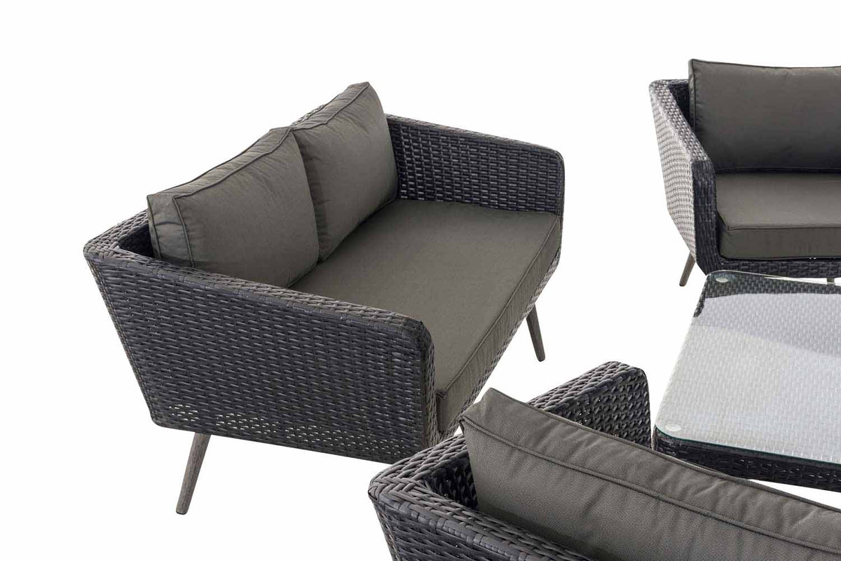 Loungeset Skara Flachrattan schwarz 45 cm (Dunkelgrau) – Ansicht 12