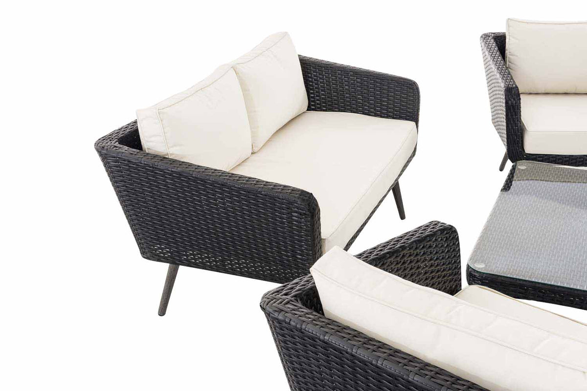 Loungeset Skara Flachrattan schwarz 45 cm (Dunkelgrau) – Ansicht 4