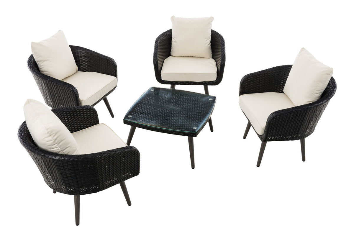 Lounge-Set Ameland Flachrattan cremeweiß 45 cm (Dunkelgrau) – Ansicht 2