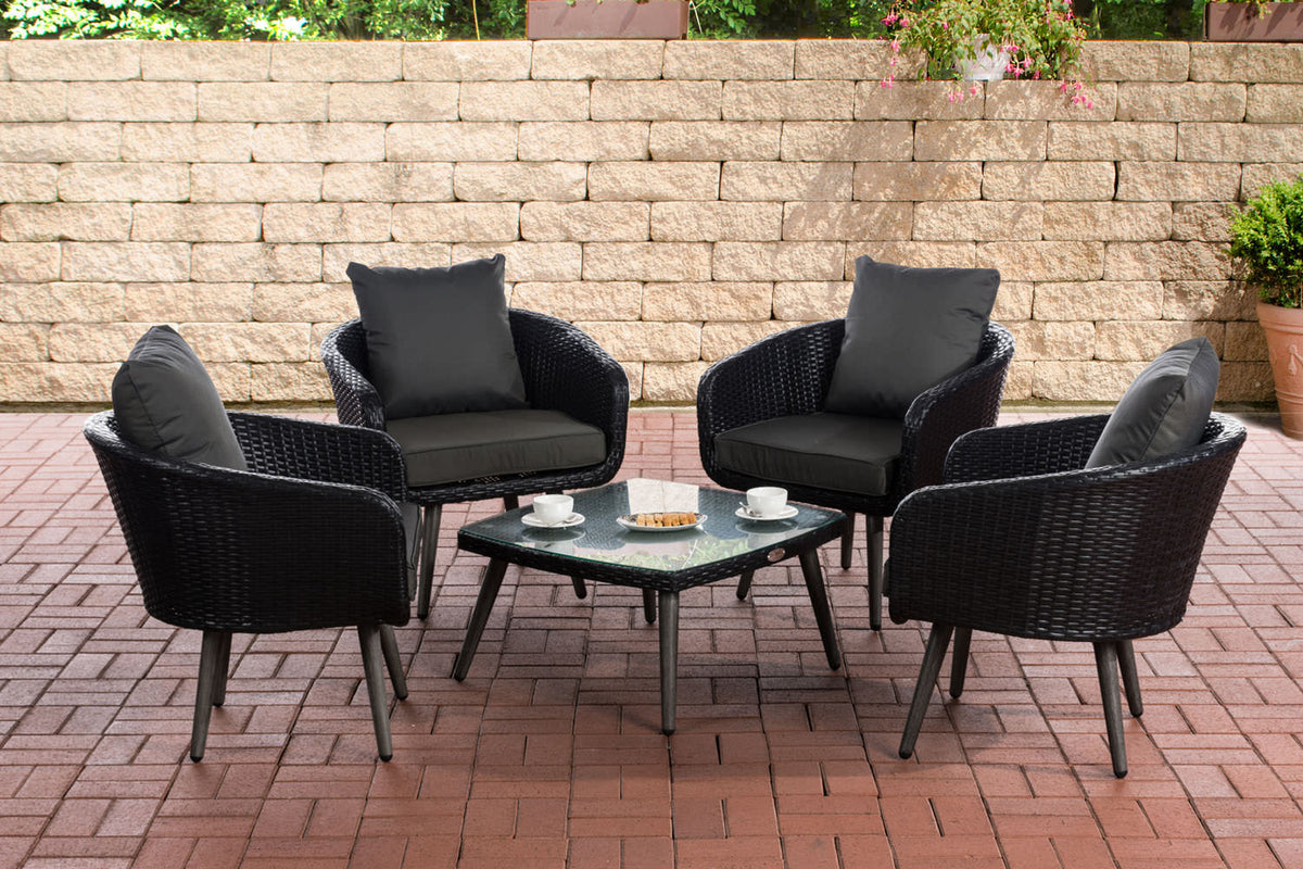 Lounge-Set Ameland Flachrattan anthrazit 45 cm (Dunkelgrau)