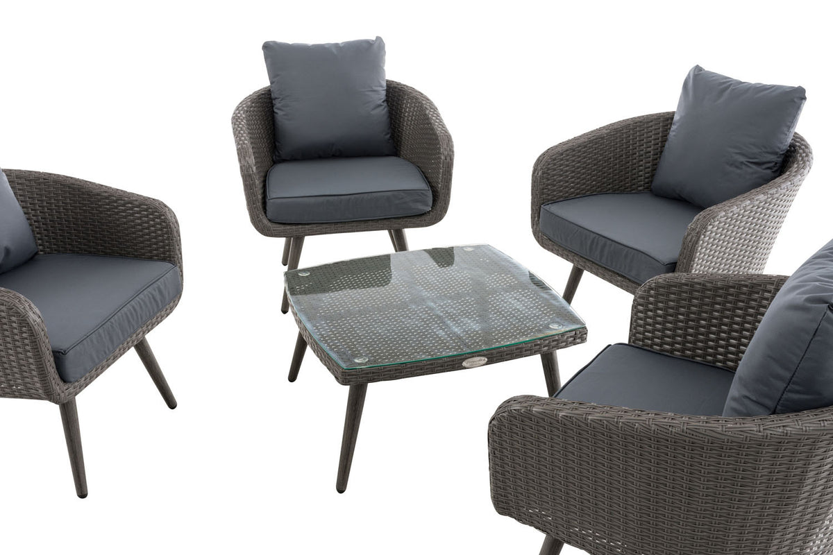 Lounge-Set Ameland Flachrattan eisengrau 45 cm (Dunkelgrau) – Ansicht 7