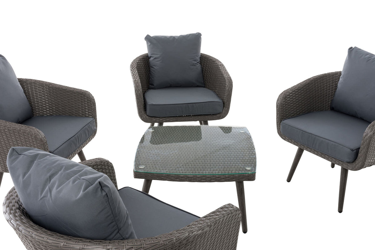 Lounge-Set Ameland Flachrattan eisengrau 45 cm (Dunkelgrau) – Ansicht 8
