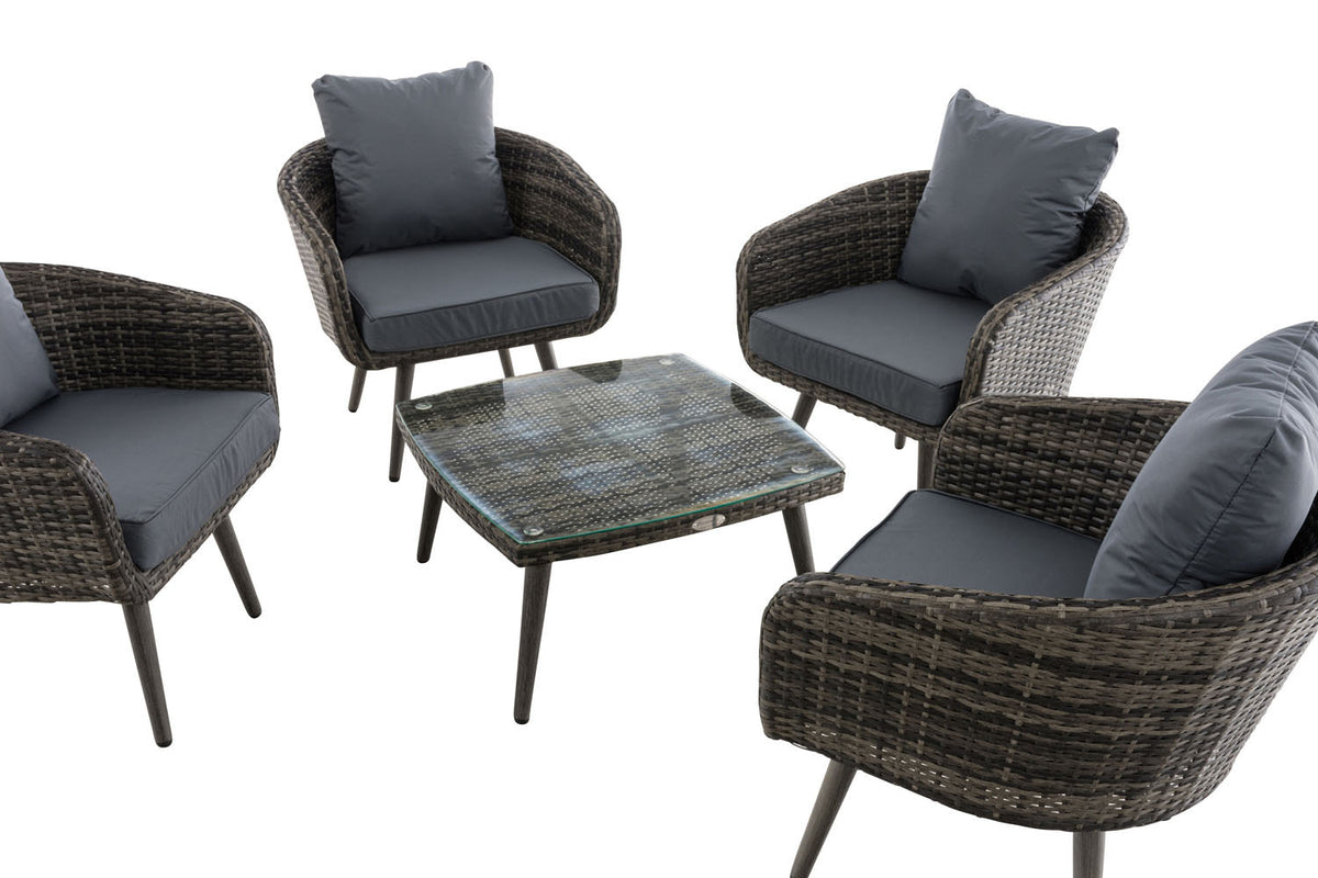 Lounge-Set Ameland Flachrattan eisengrau 45 cm (Dunkelgrau) – Ansicht 11