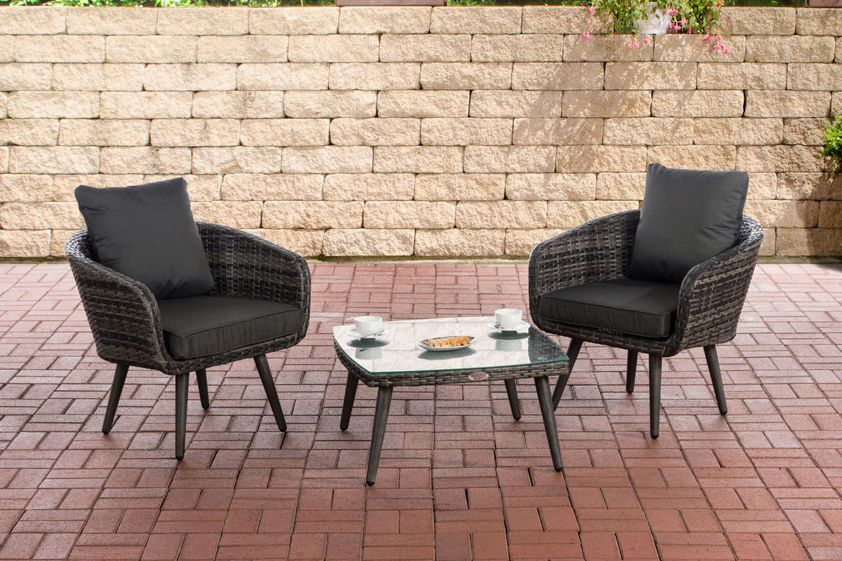 Balkon-Set Ameland Flachrattan anthrazit 45 cm (Dunkelgrau) – Ansicht 9