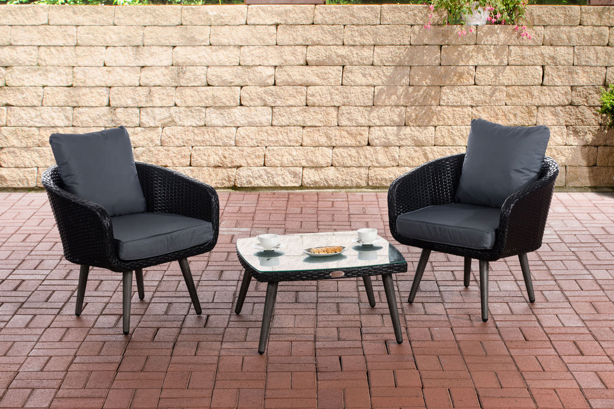 Balkon-Set Ameland Flachrattan eisengrau 45 cm (Dunkelgrau)