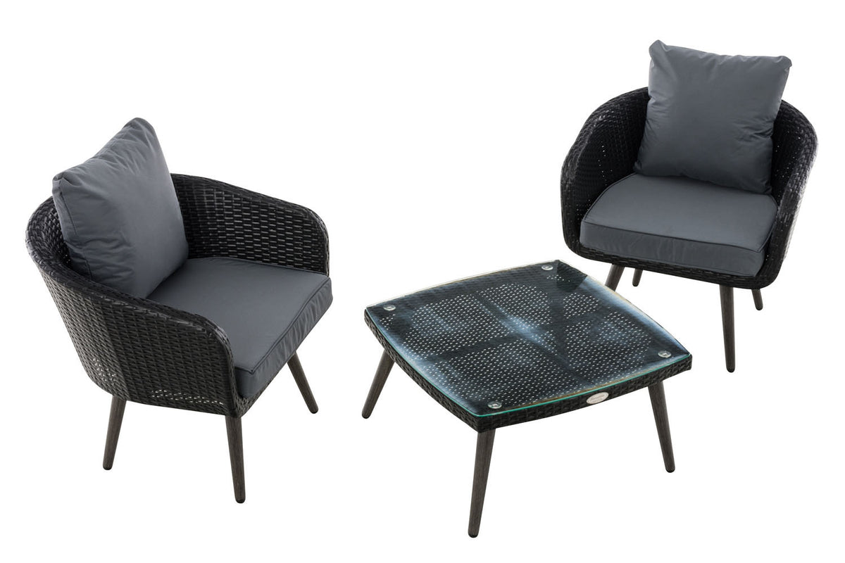 Balkon-Set Ameland Flachrattan eisengrau 45 cm (Dunkelgrau) – Ansicht 2