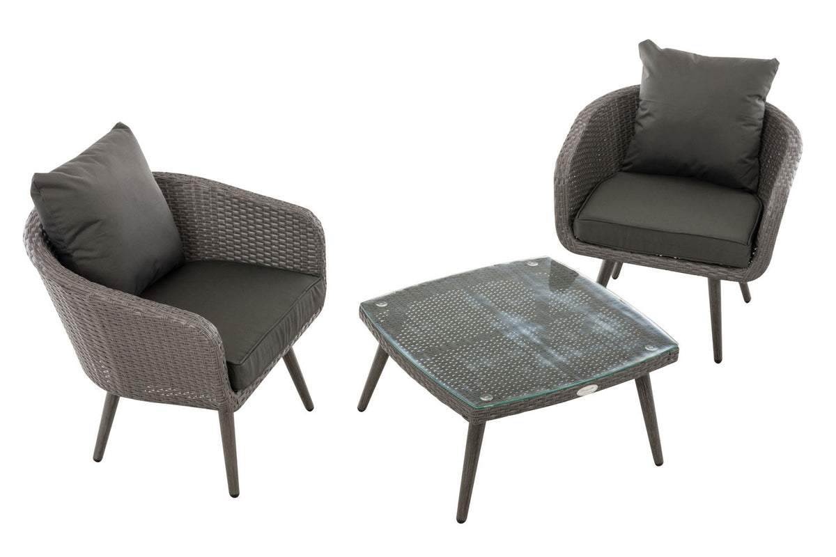 Balkon-Set Ameland Flachrattan anthrazit 45 cm (Dunkelgrau) – Ansicht 6