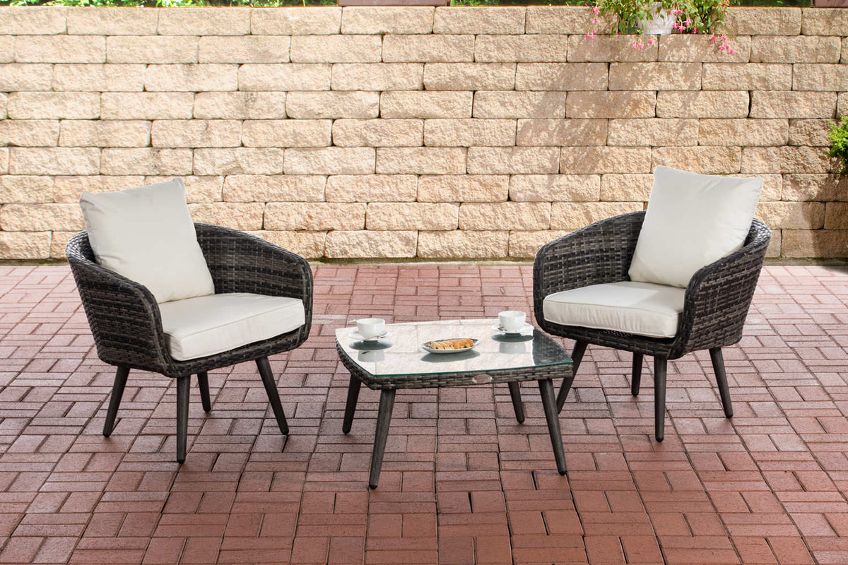 Balkon-Set Ameland Flachrattan cremeweiß 45 cm (Dunkelgrau) – Ansicht 9