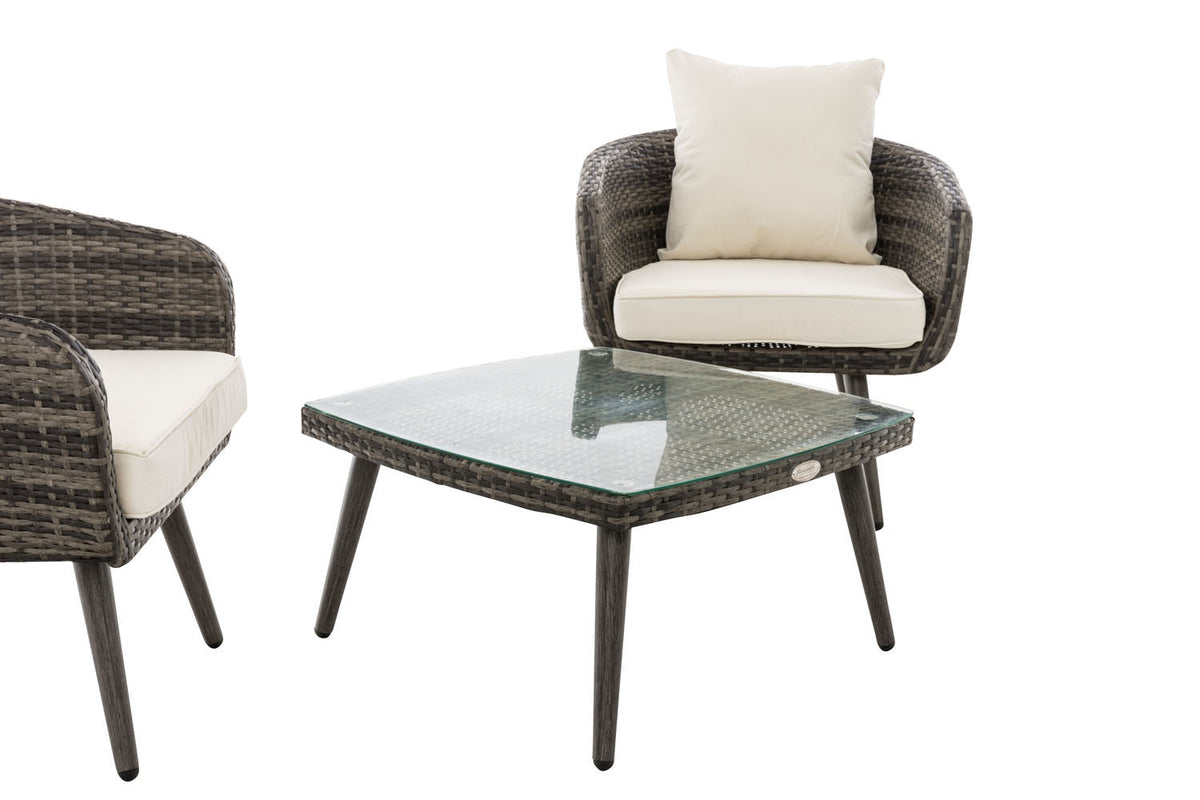 Balkon-Set Ameland Flachrattan cremeweiß 45 cm (Dunkelgrau) – Ansicht 11