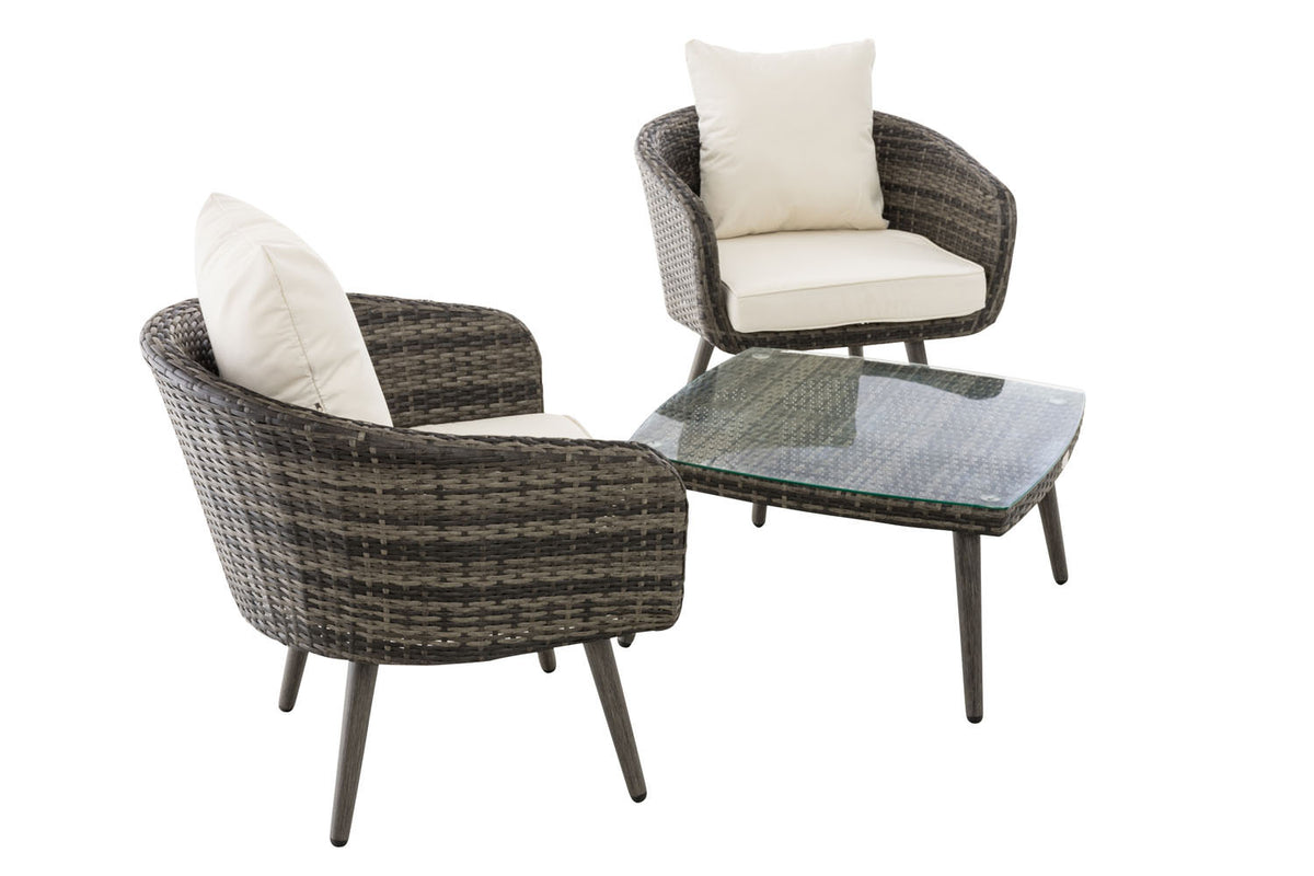 Balkon-Set Ameland Flachrattan cremeweiß 45 cm (Dunkelgrau) – Ansicht 12