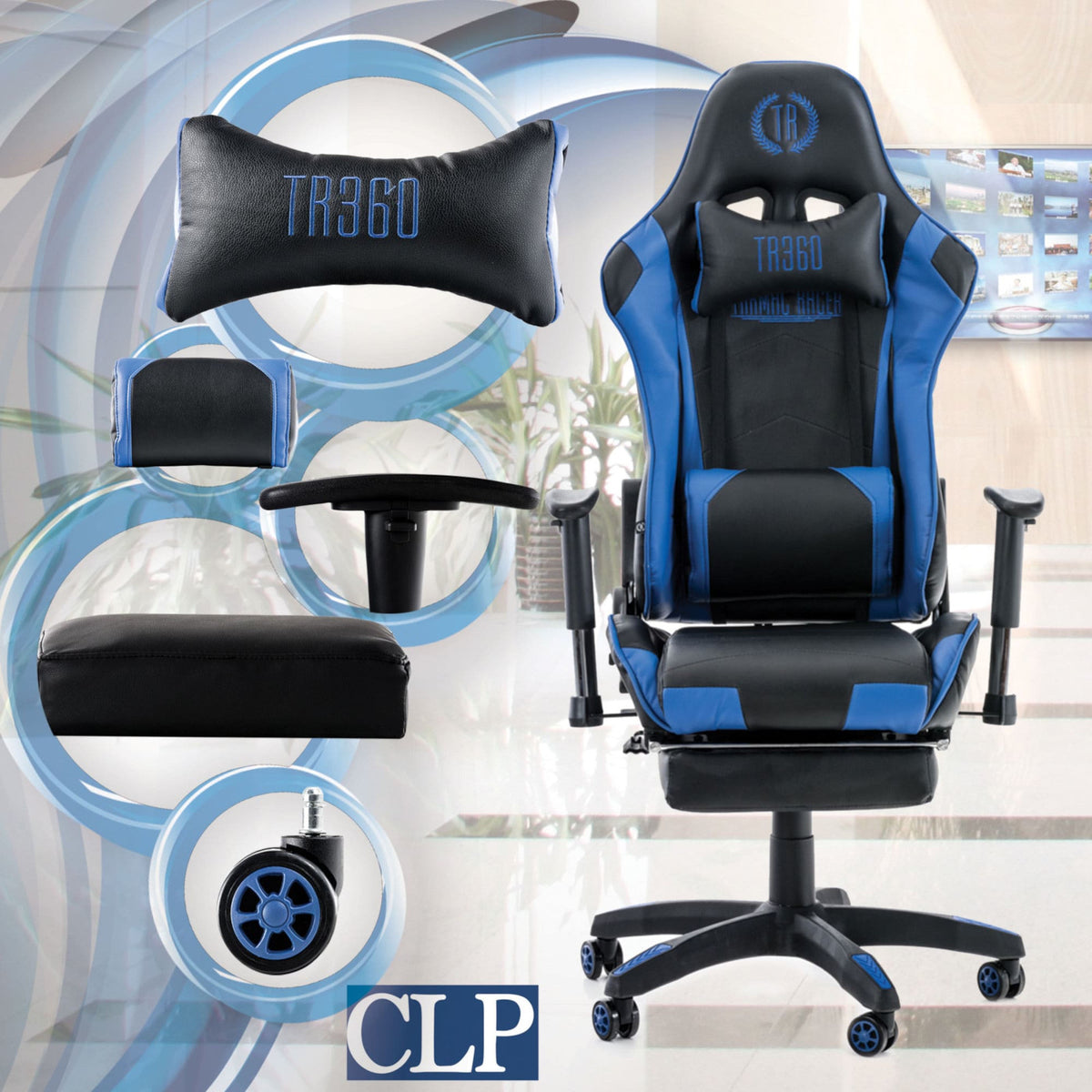 Racing Bürostuhl Turbo mit Fußablage – Ansicht 2