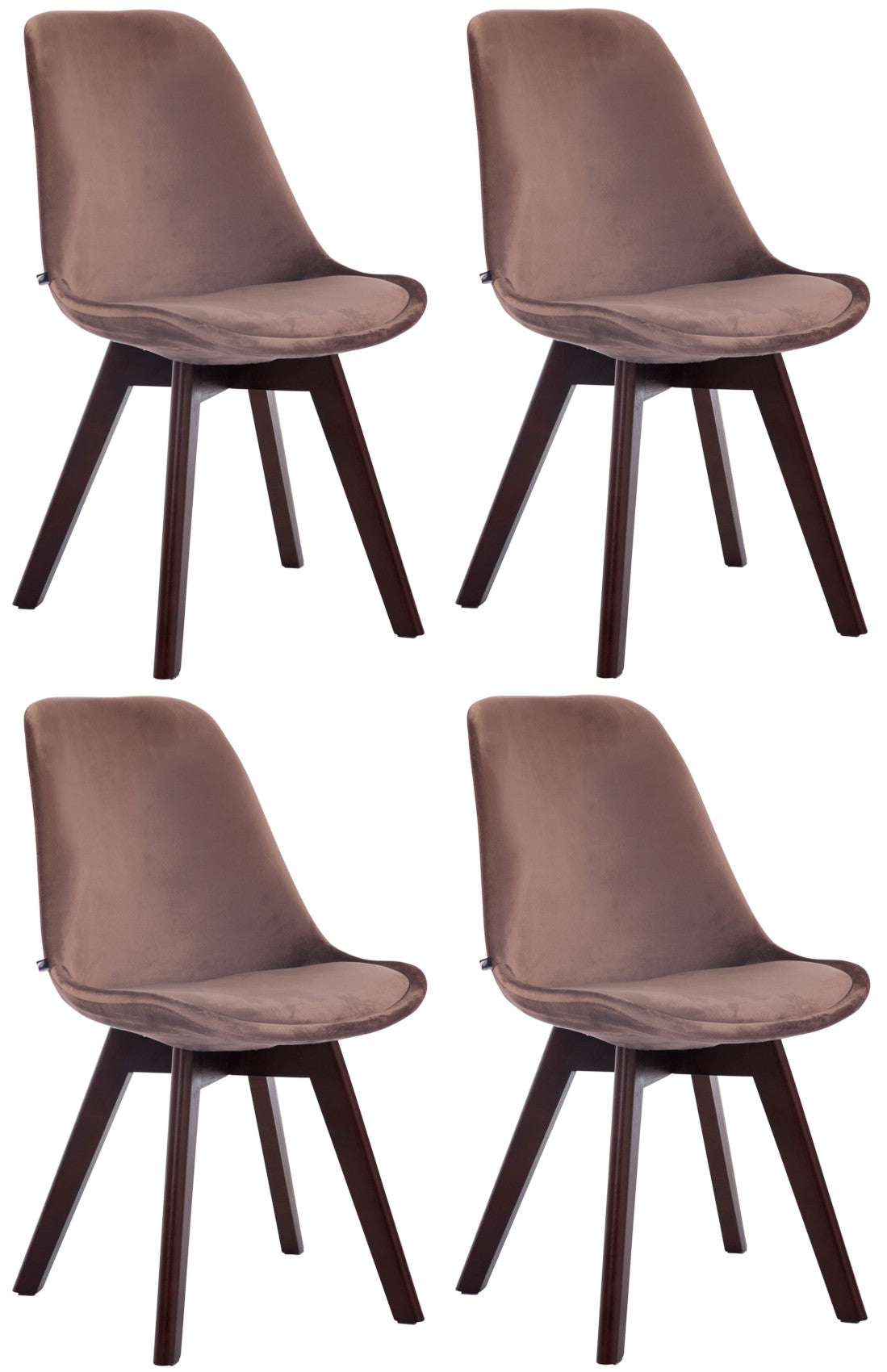 4er Set Besucherstühle Borneo V2 Samt walnuss