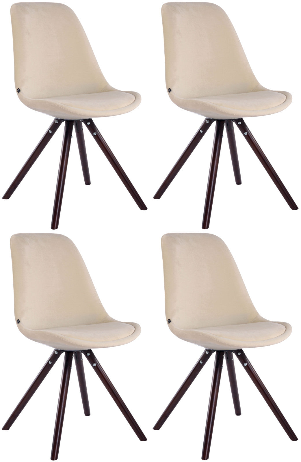 4er Set Stühle Toulouse Samt Rund cappuccino