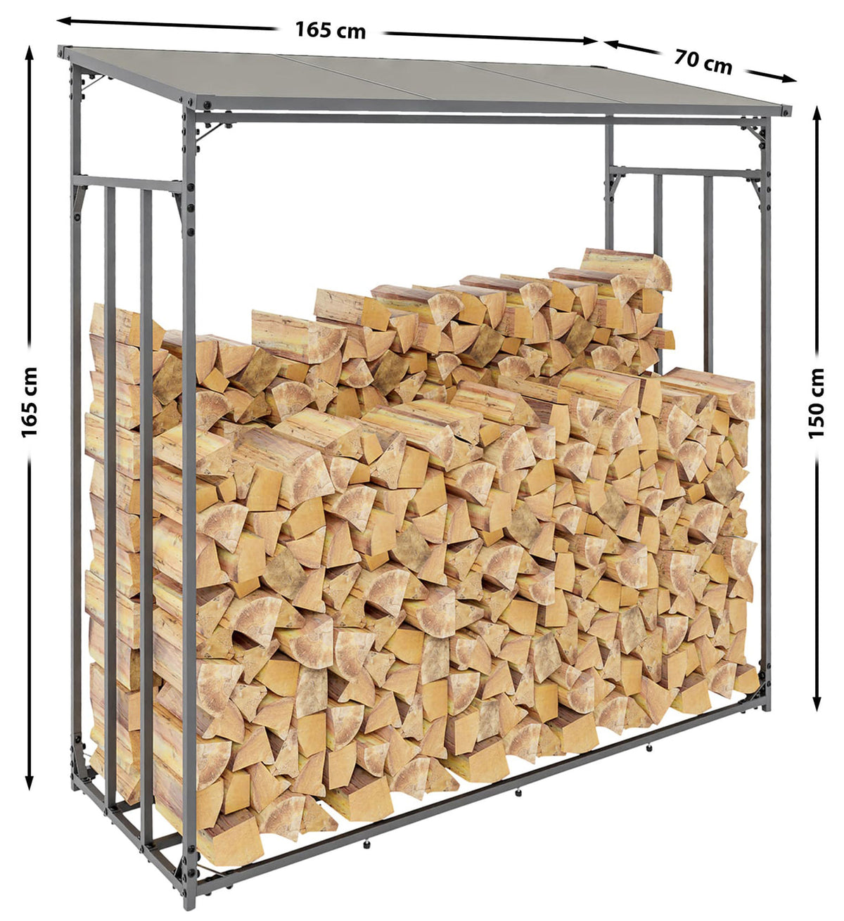Kaminholzunterstand Ruston Aluminium XL – Ansicht 3