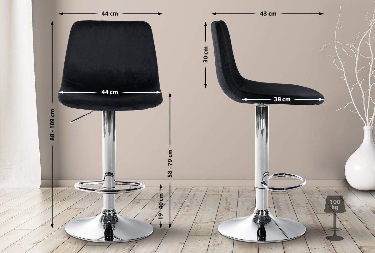 Barhocker Divo Samt Chrom – Ansicht 2