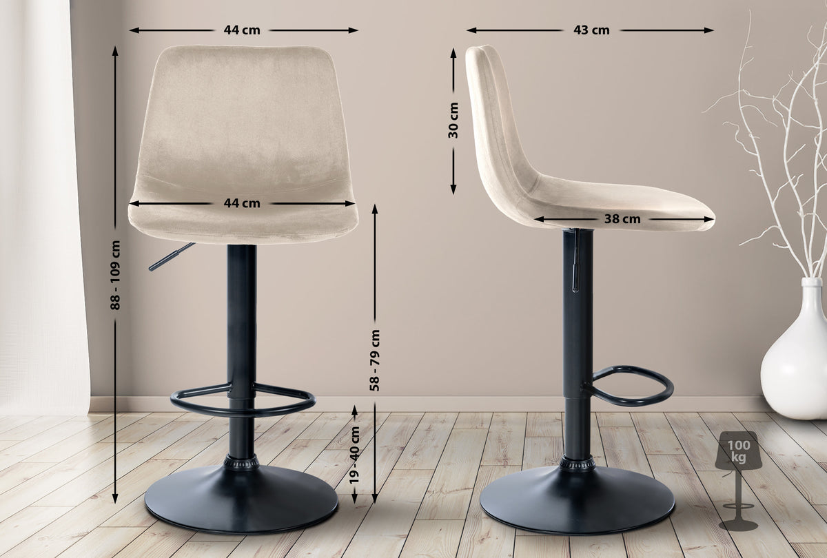 Barhocker Divo Samt Schwarz – Ansicht 10