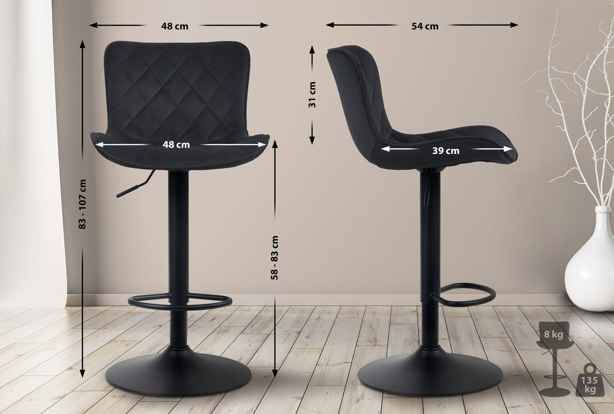 2er Set Barhocker Emma Samt – Ansicht 6