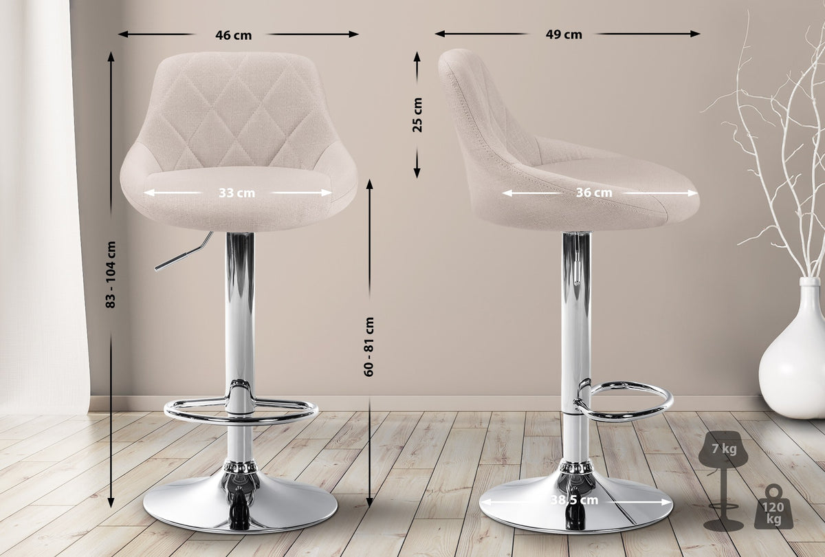 Barhocker Lazio Stoff chrom – Ansicht 18