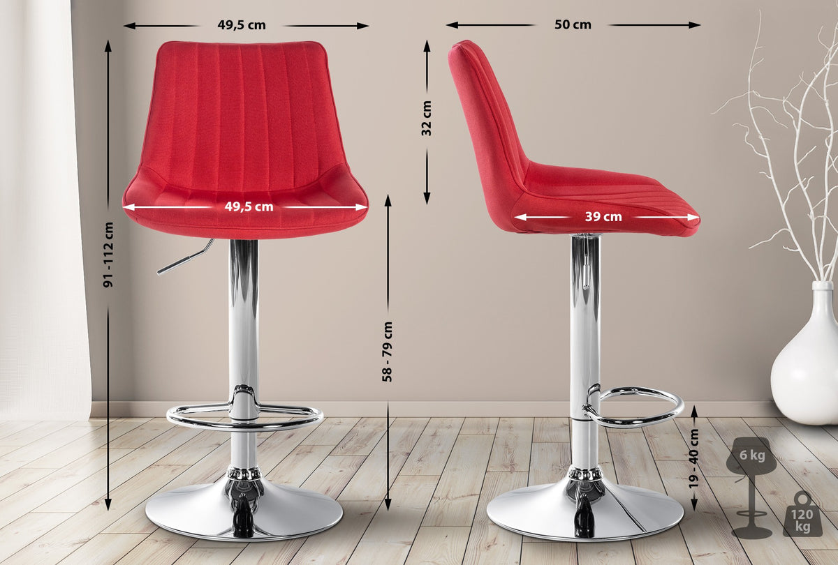Barhocker Toni Stoff chrom – Ansicht 2