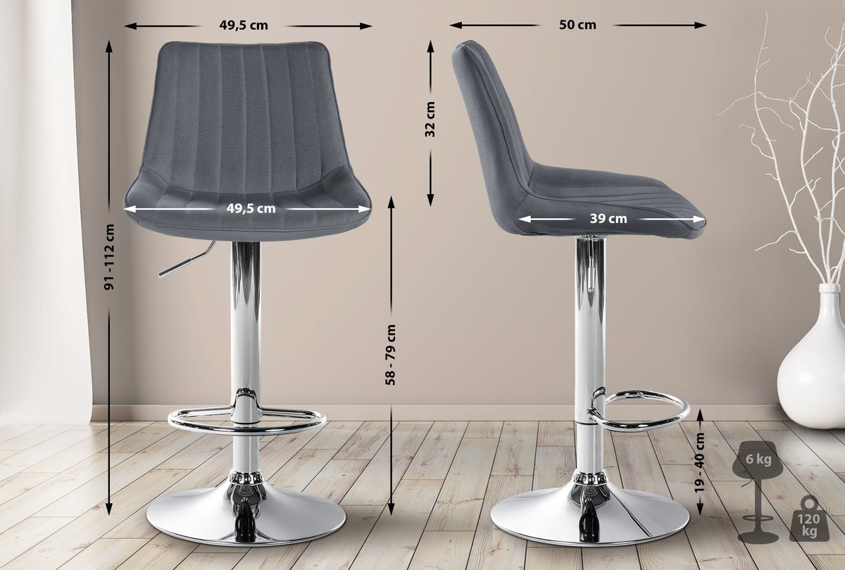 Barhocker Toni Stoff chrom – Ansicht 18