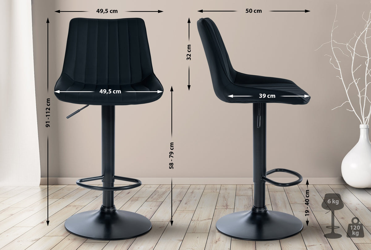 Barhocker Toni Kunstleder schwarz – Ansicht 2