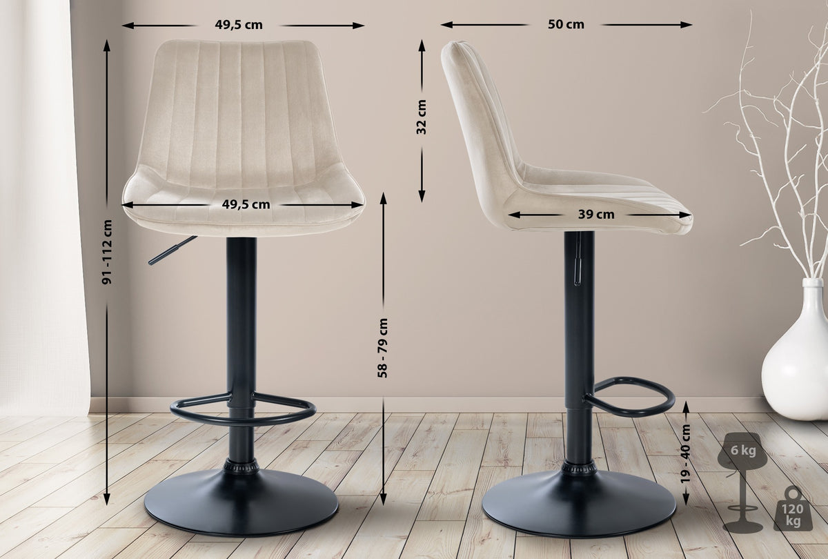 Barhocker Toni Samt schwarz – Ansicht 16