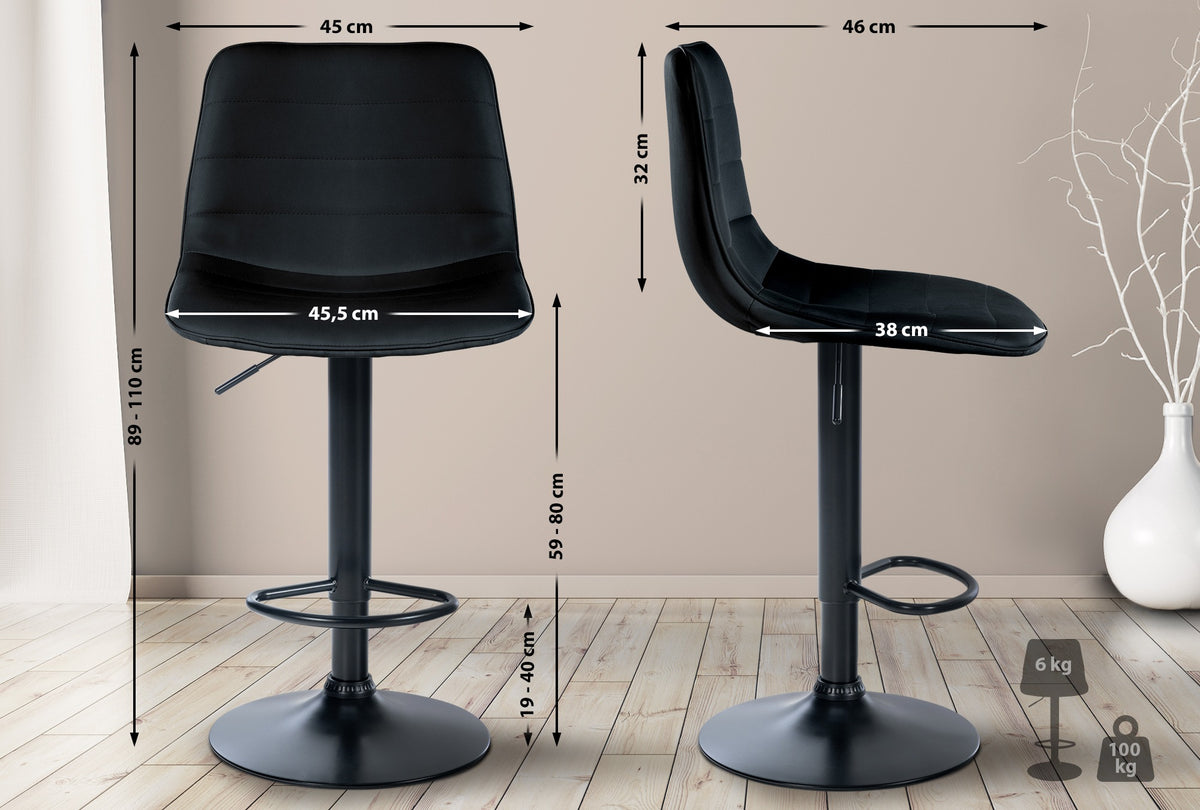 Barhocker Lex Kunstleder Schwarz – Ansicht 12