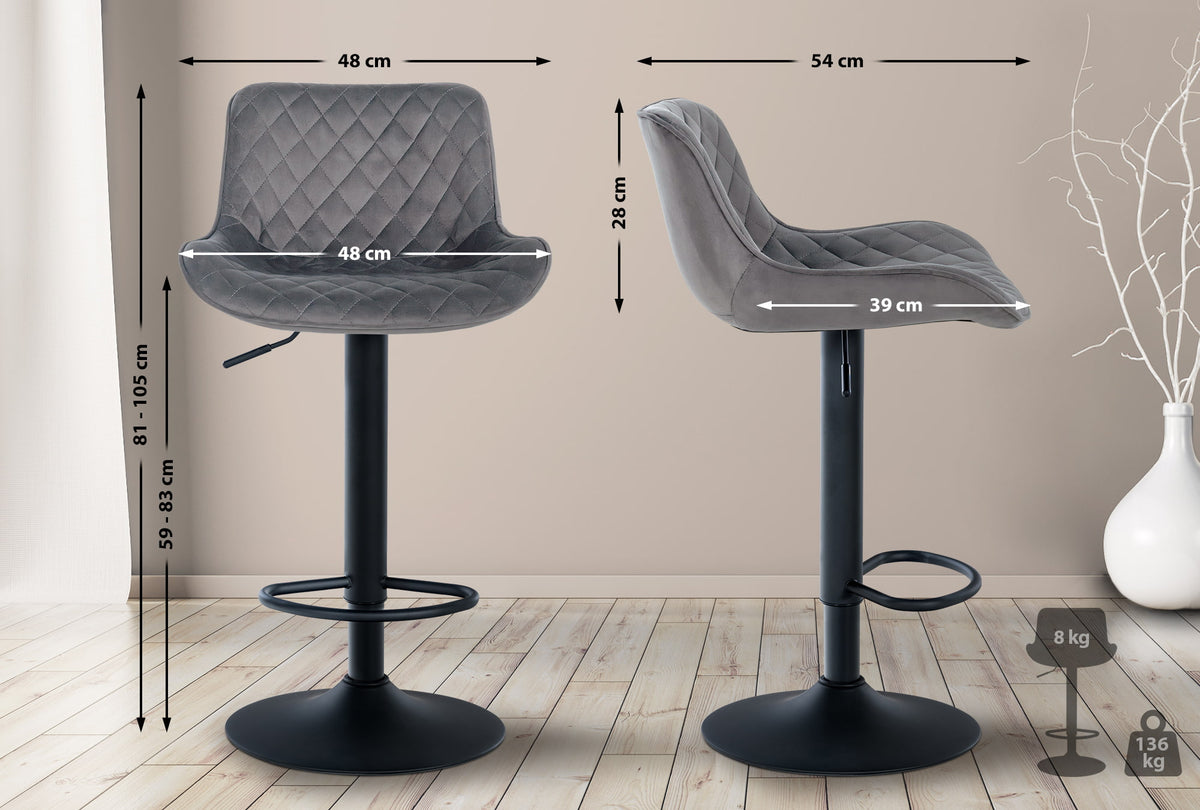 2er Set Barhocker Minosa Samt – Ansicht 14