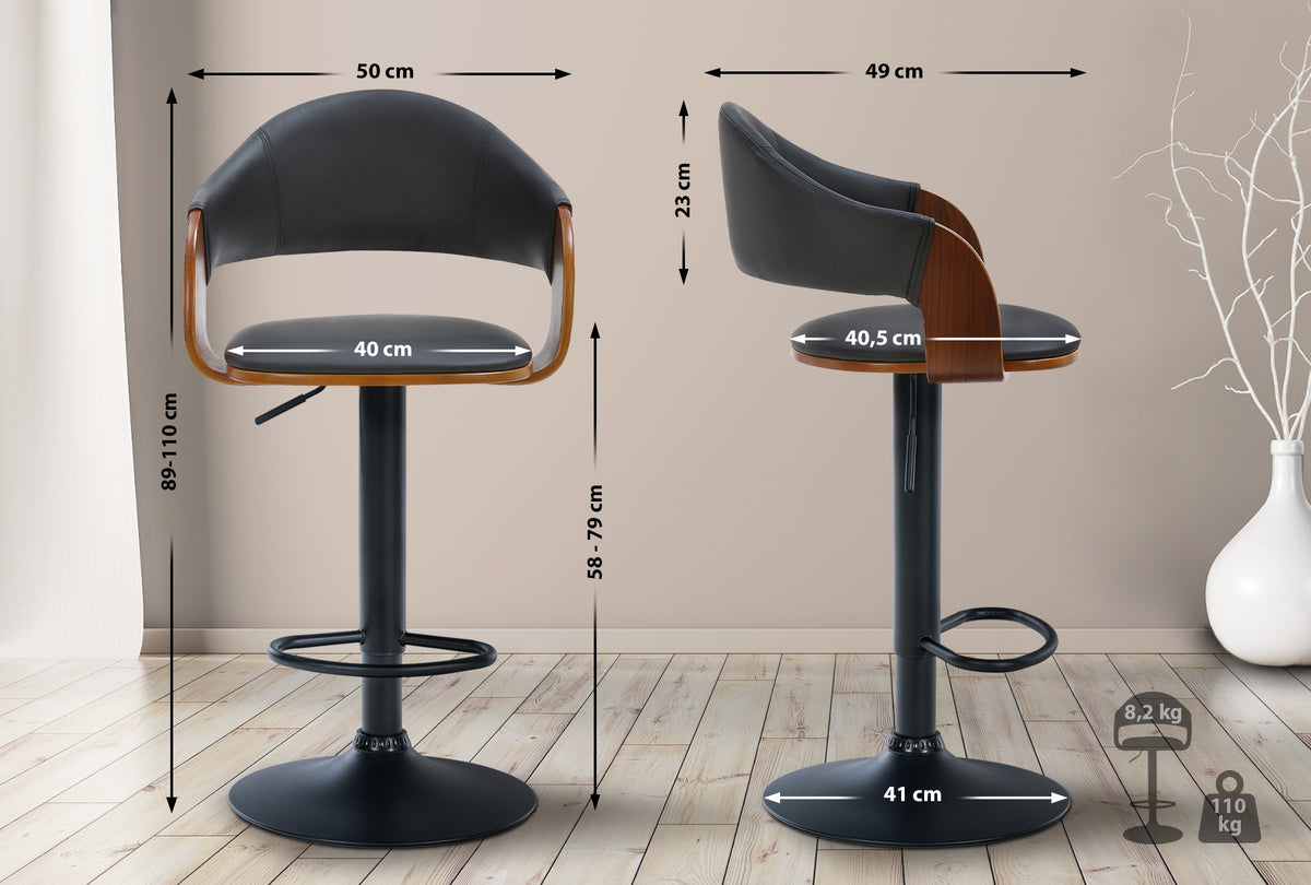Barhocker Nilse Kunstleder schwarz – Ansicht 7