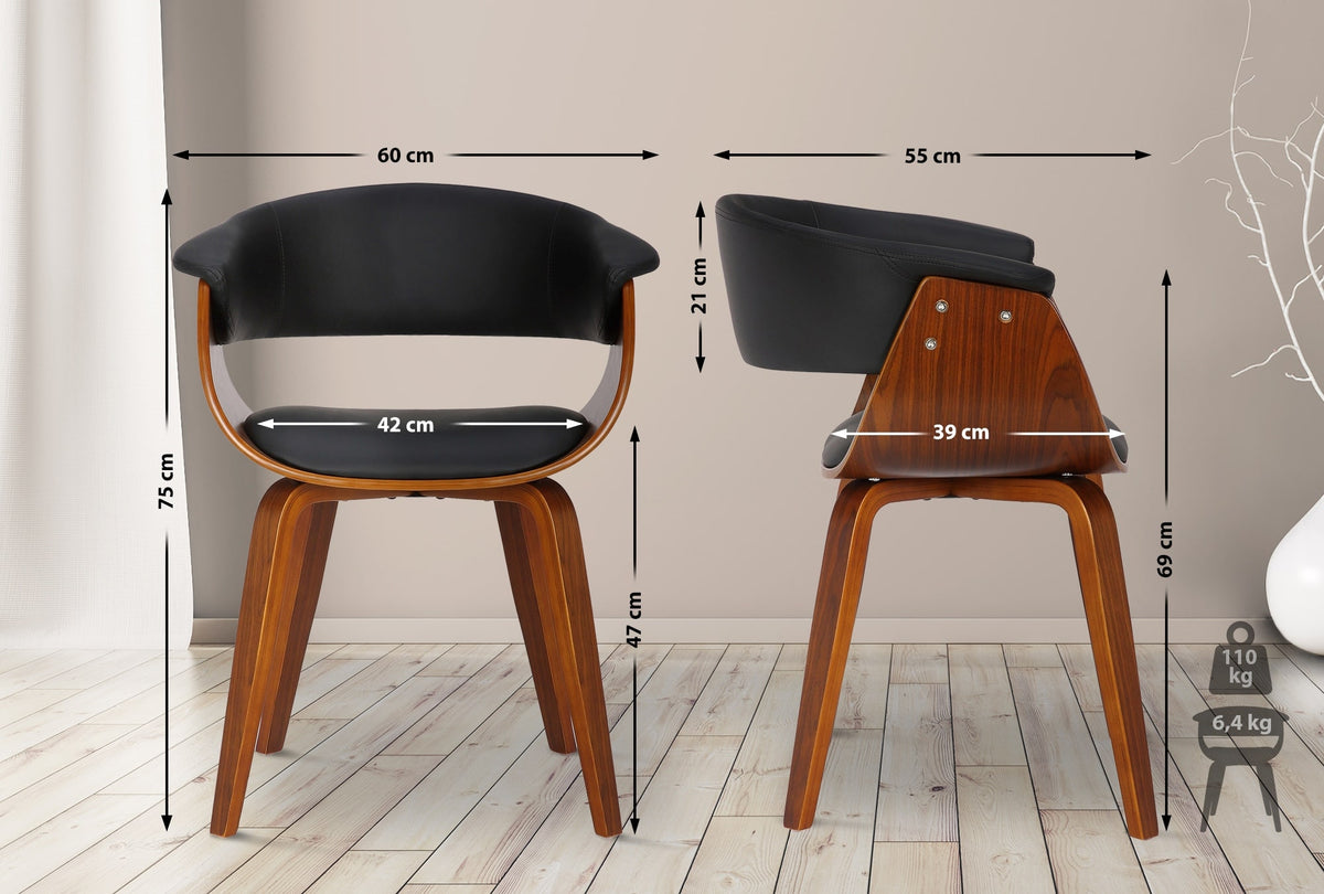 2er Set Stühle Bruce Kunstleder walnuss – Ansicht 2