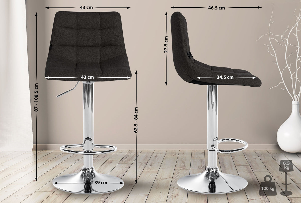 Barhocker Jerry Stoff chrom – Ansicht 2
