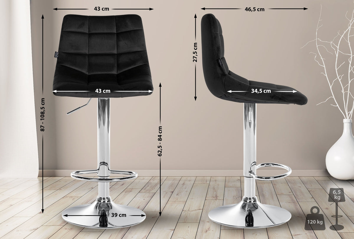 Barhocker Jerry Samt chrom – Ansicht 2