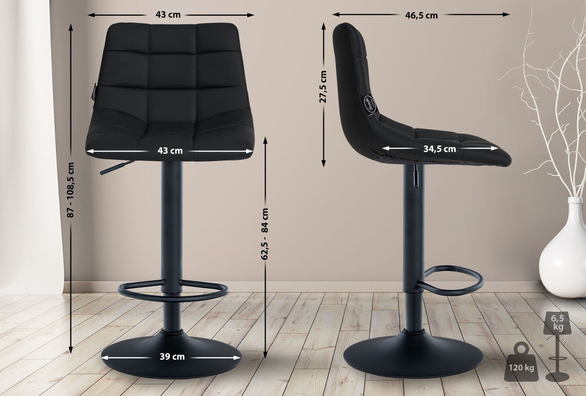 Barhocker Jerry Kunstleder schwarz – Ansicht 2