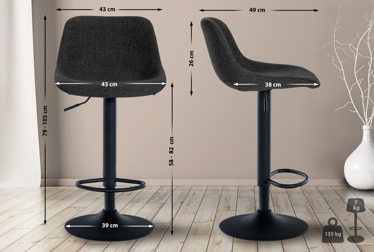 2er Set Barhocker Loft Stoff – Ansicht 18